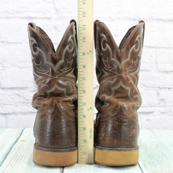 Justin Brown Leather Pull On Round Toe Mid Calf Western Boots Size 11.5 EE - Picture 6 of 9
